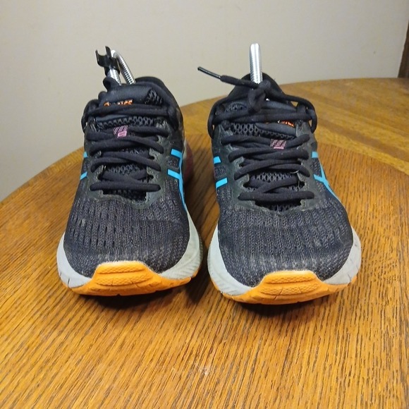 ASICS Gel-Nimbus 22 Womens Running Shoes Size 7.5 Black Blue Pink Orange - Picture 2 of 8